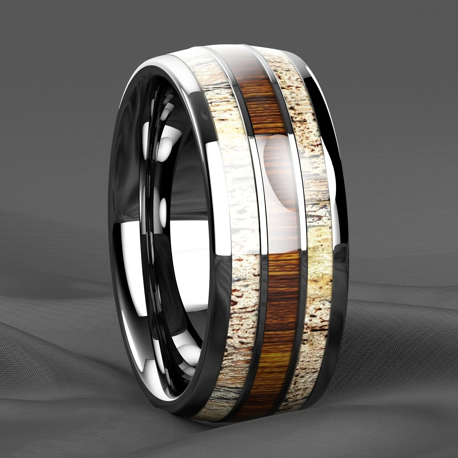 Frigg's Rope Tungsten and Deer's Antler Ring