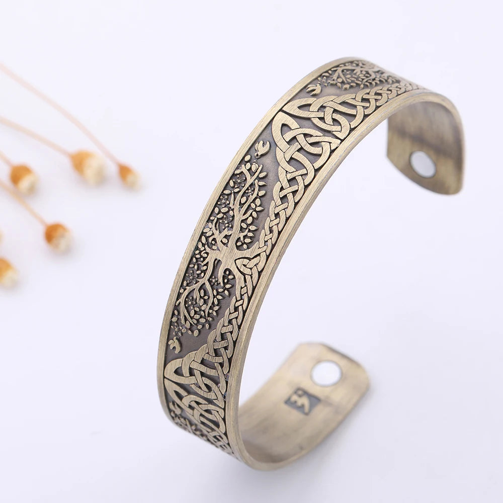 Yggdrasil, the Tree of Life with Norse Knots, Bracelet in 316L Stainless Steel