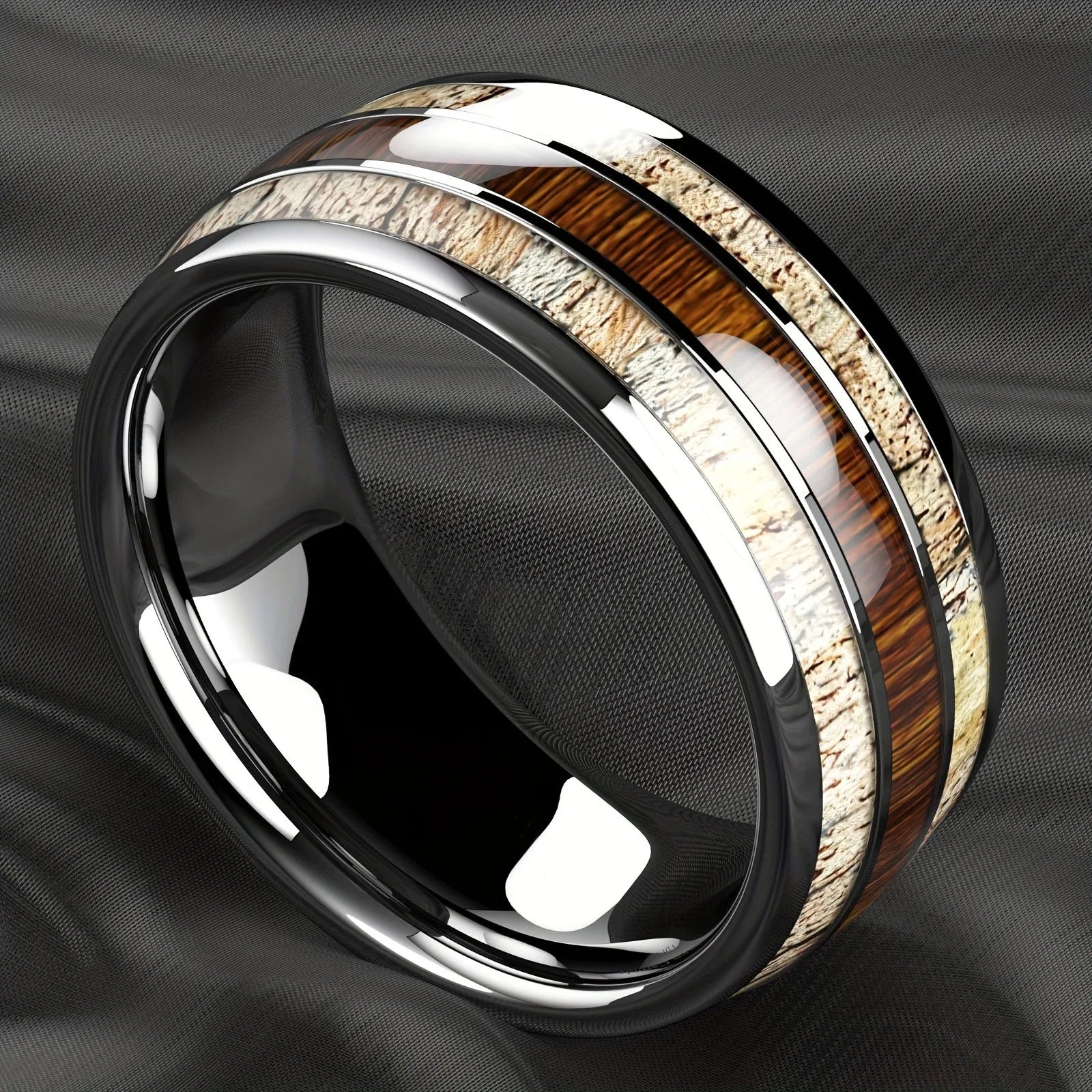 Frigg's Rope Tungsten and Deer's Antler Ring