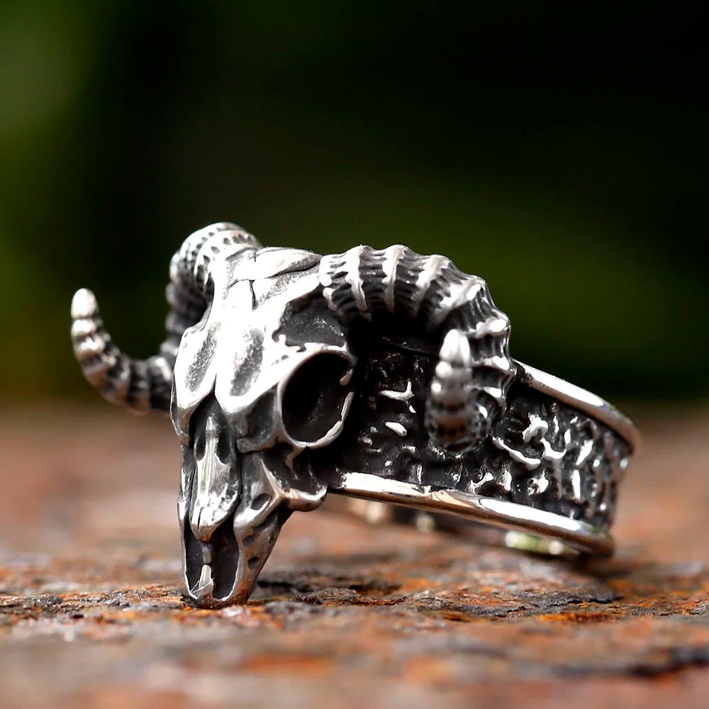 Thor Chariot Goats Tanngrisnir and Tanngnojostr Stainless Steel Ring