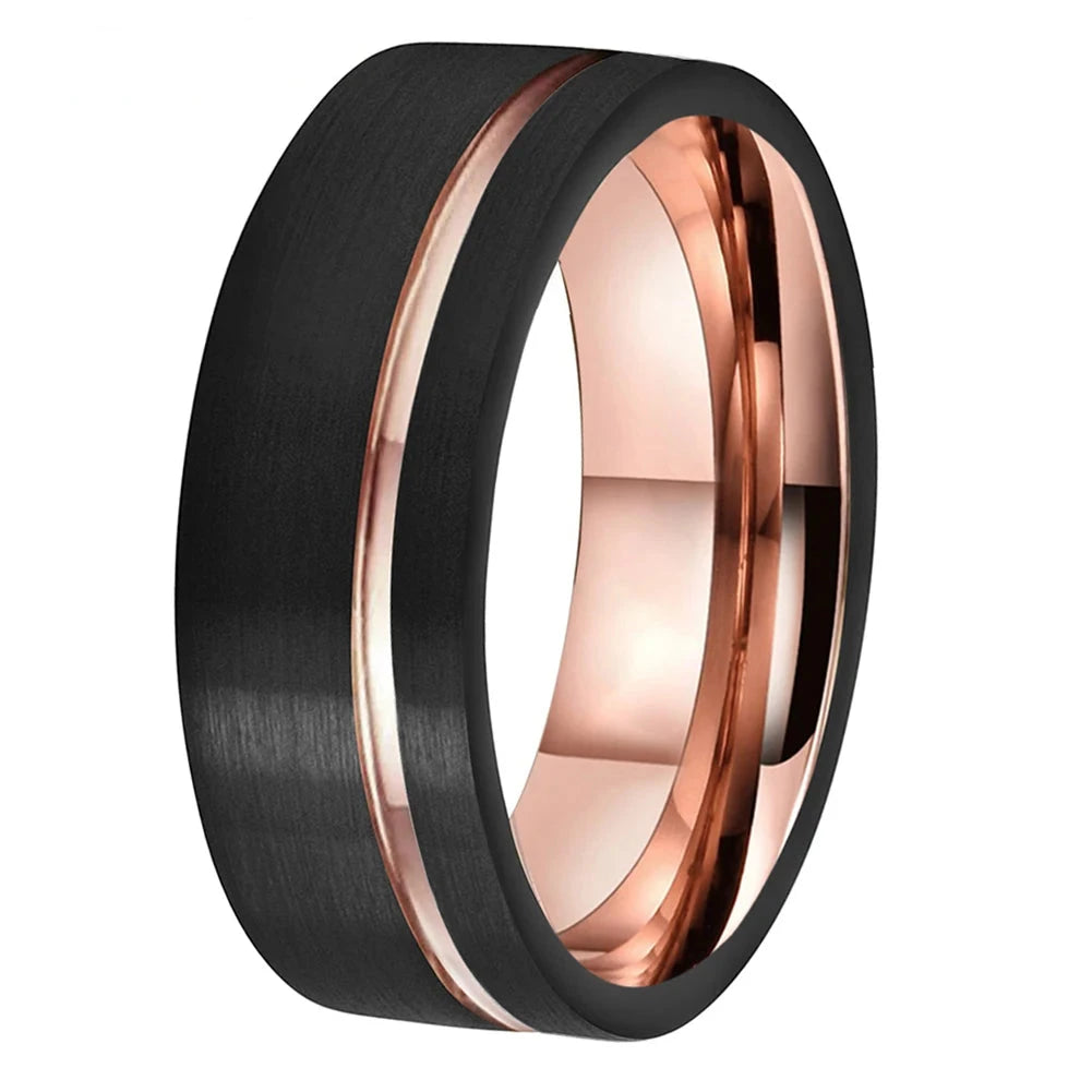 Frigg's Wedding Band With Golden Inlay - 8mm Tungsten Carbide Ring