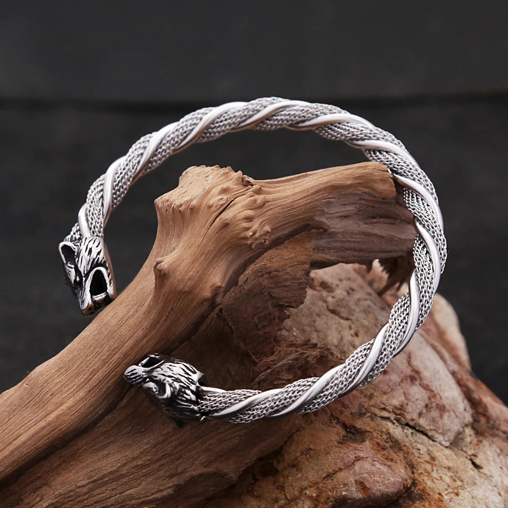 Allfather Odin Wolves Steel Bracelet