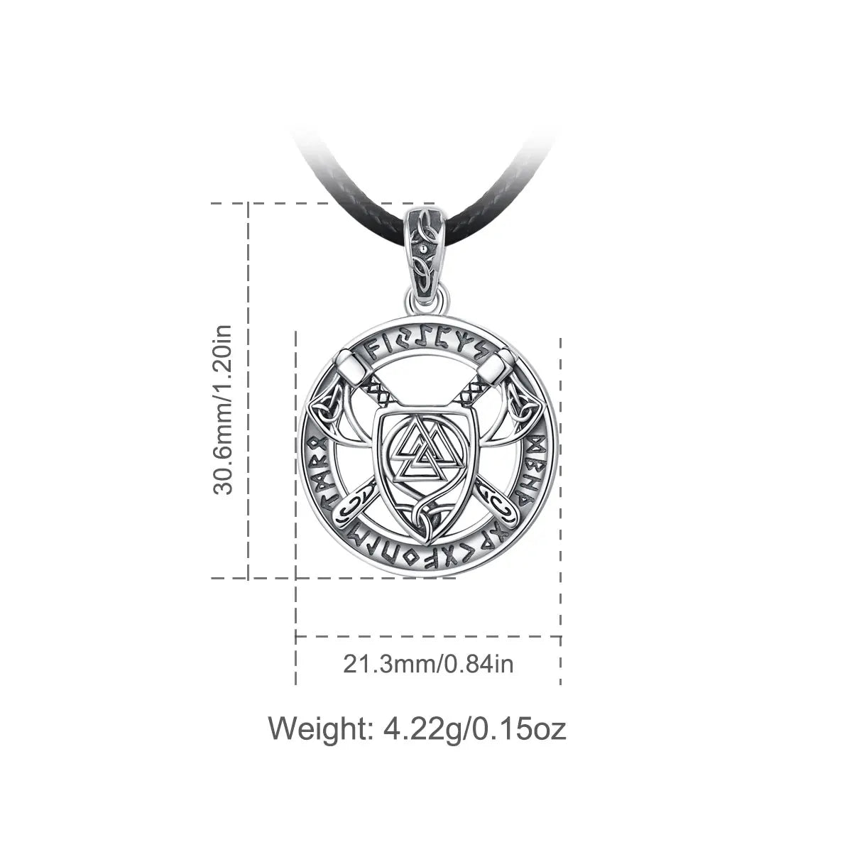 The Valknut in Shield 925 Sterling Silver Necklace