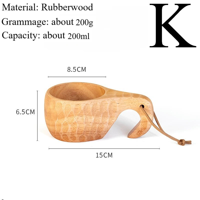 Traditional Norse Wood Carved Mug