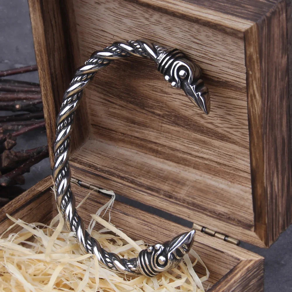 Odin's Ravens Stainless Steel Arm Ring Bracelet