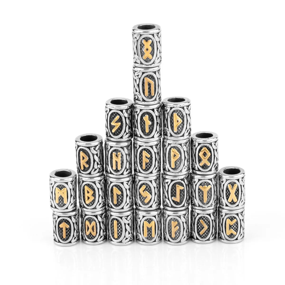 Stainless Steel Runes Beard Rings