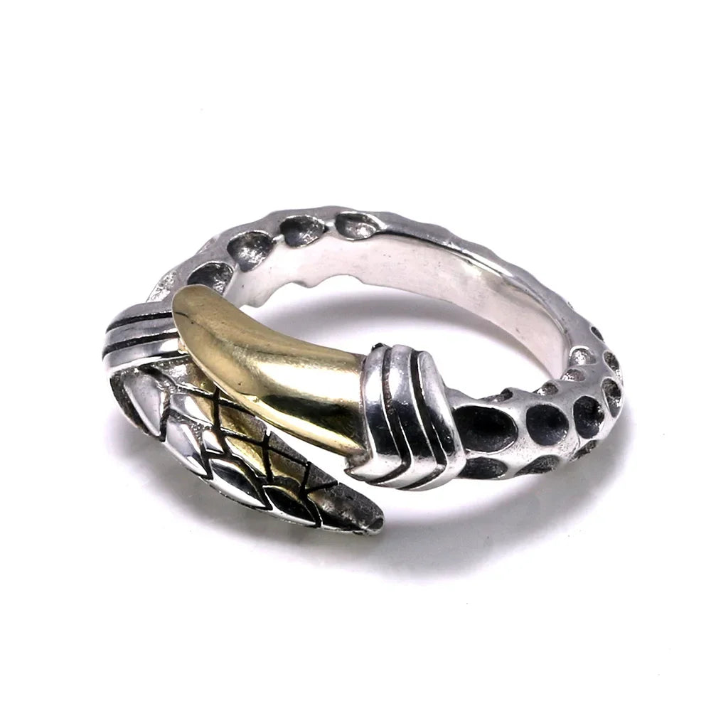 Jormungandr Single Claw Handmade 925 Sterling Silver Ring