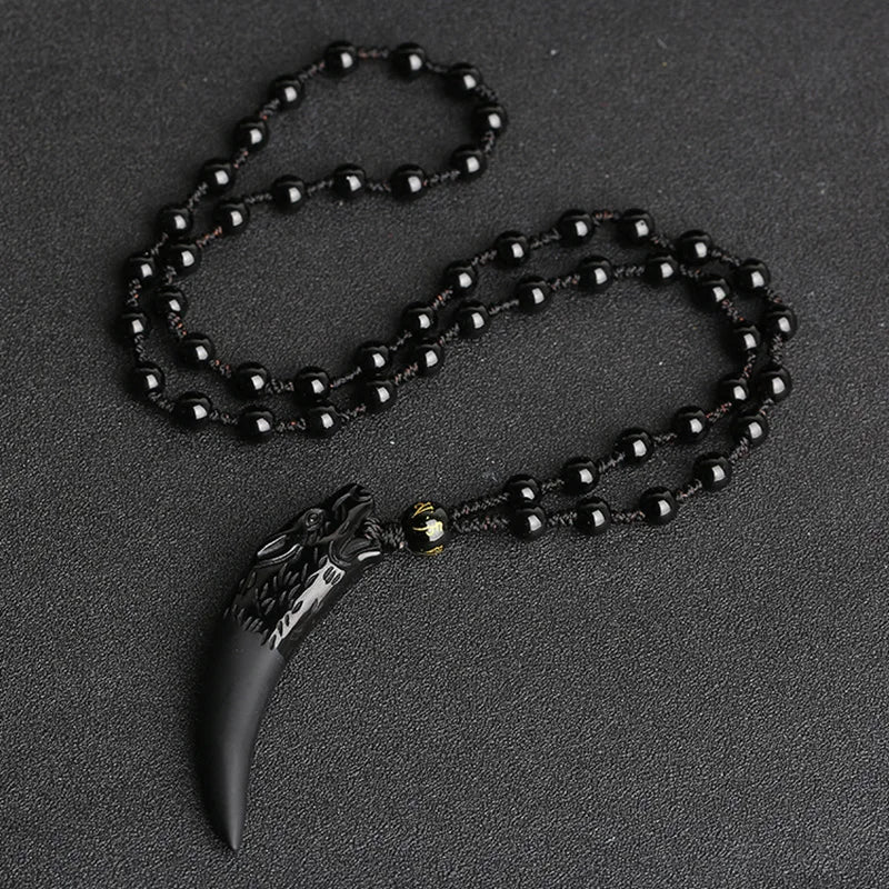 Fenrir Fang - carved Obsidian Necklace
