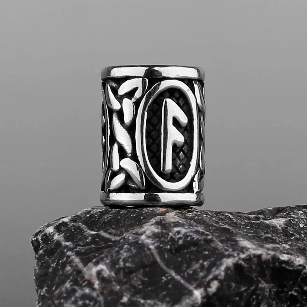 Stainless Steel Runes Beard Rings