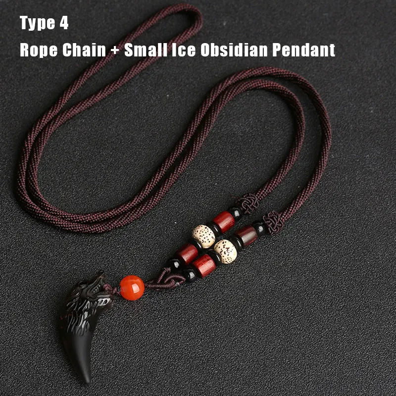 Fenrir Fang - carved Obsidian Necklace