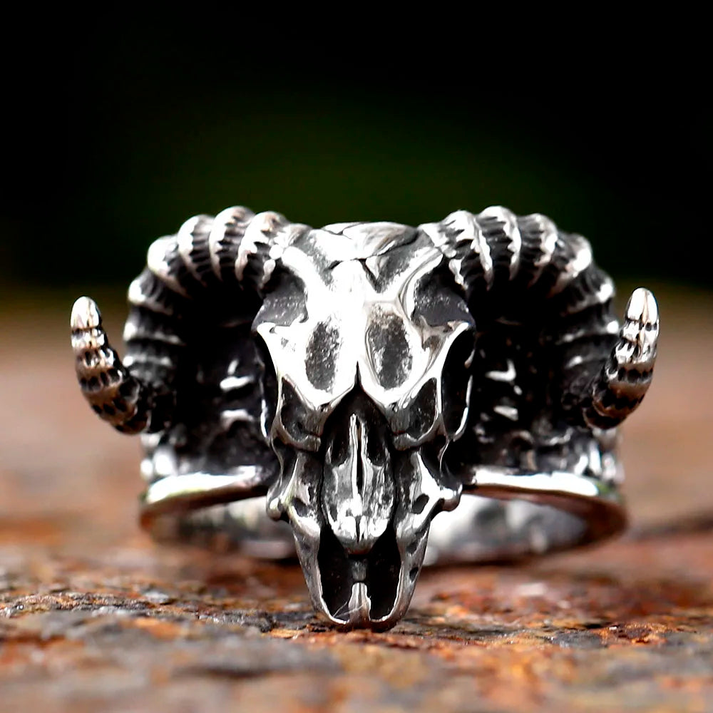 Thor Chariot Goats Tanngrisnir and Tanngnojostr Stainless Steel Ring