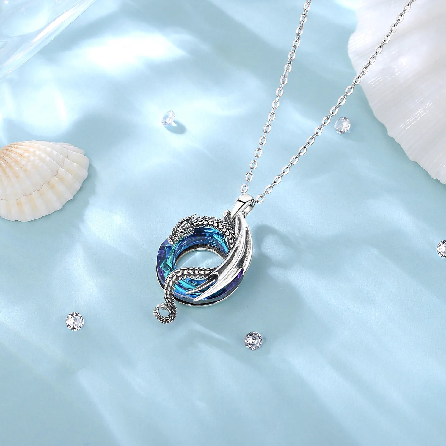 Jormungandr Dragon Circling Midgard 925 Sterling Silver Necklace