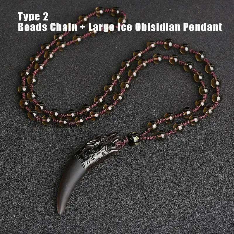 Fenrir Fang - carved Obsidian Necklace