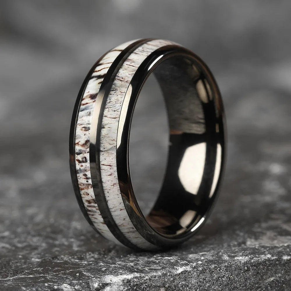 Frigg's Rope Tungsten and Deer's Antler Ring