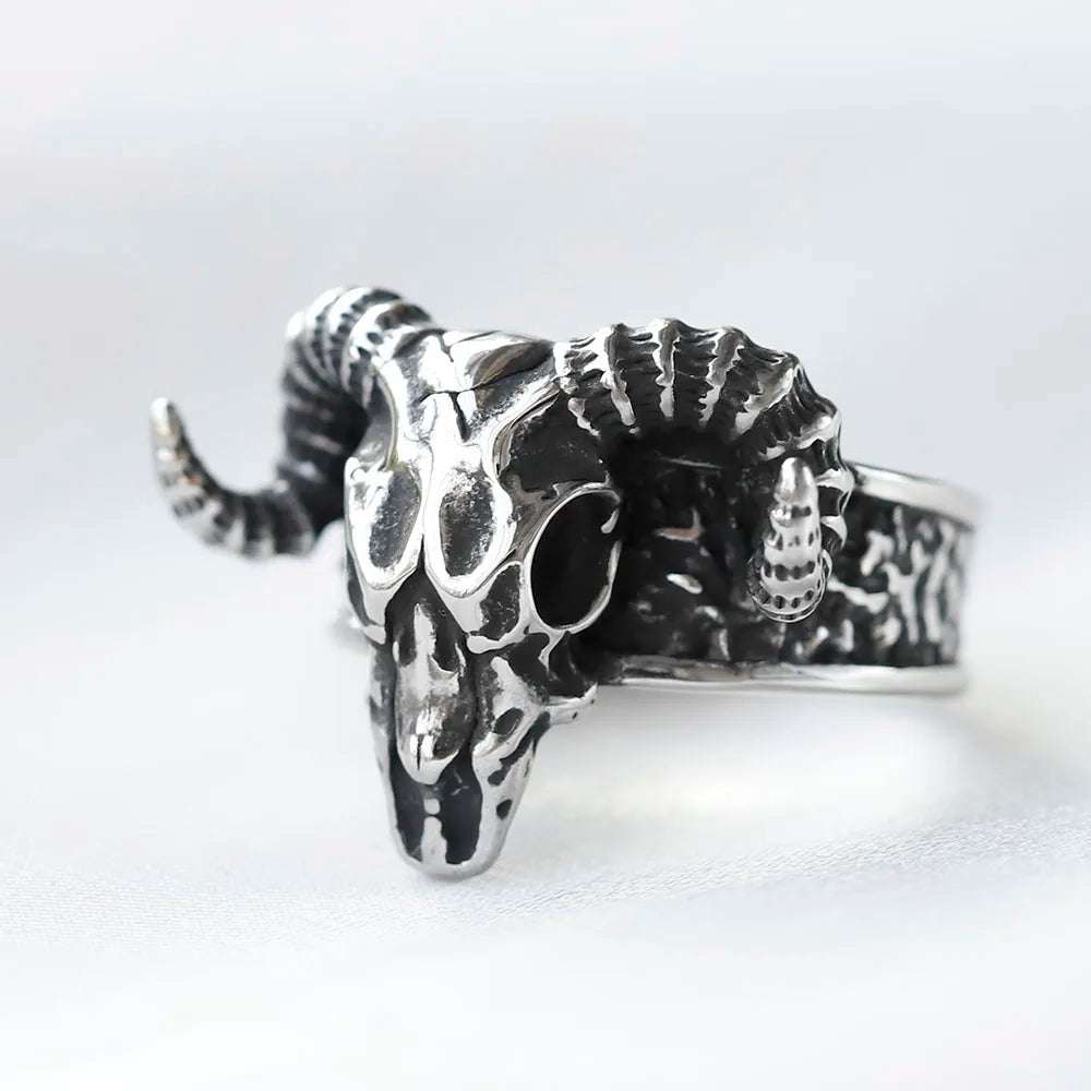 Thor Chariot Goats Tanngrisnir and Tanngnojostr Stainless Steel Ring
