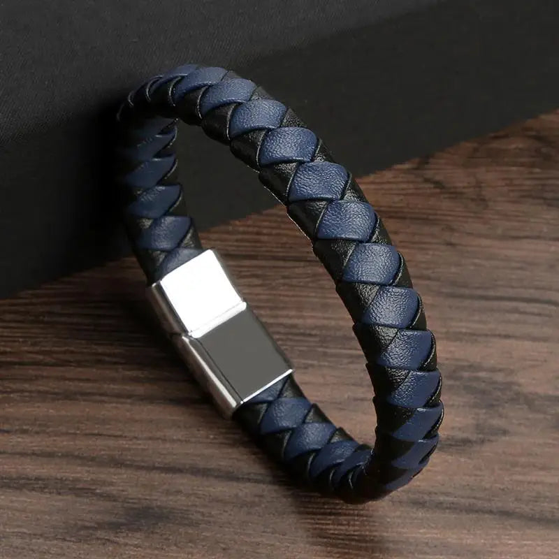Warrior Braided Wristband Genuine Leather Bracelet