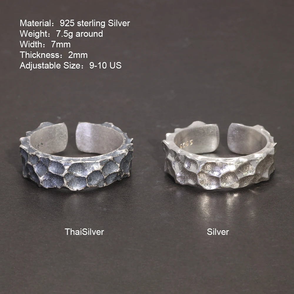 Thor and Sif Blessings Hammered and Adjustable Ring in 925 Sterling Silver