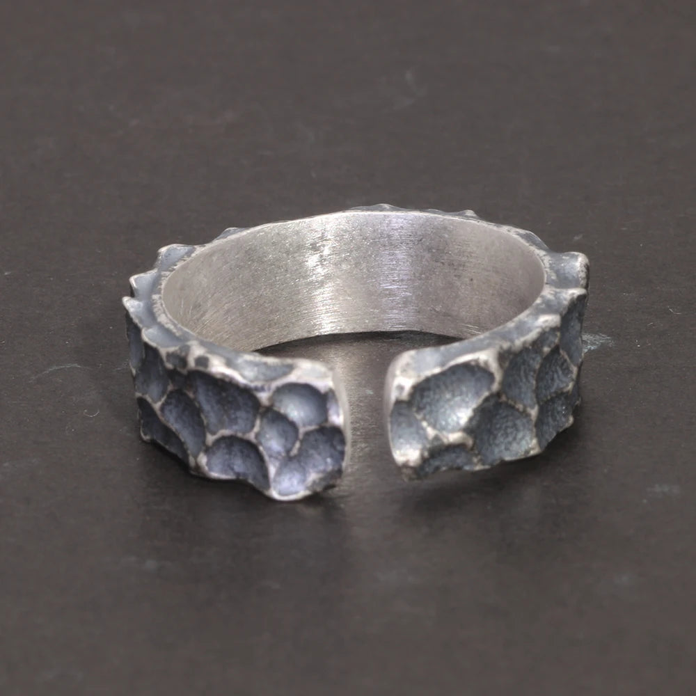 Thor and Sif Blessings Hammered and Adjustable Ring in 925 Sterling Silver