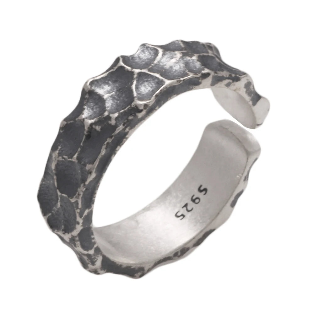 Thor and Sif Blessings Hammered and Adjustable Ring in 925 Sterling Silver