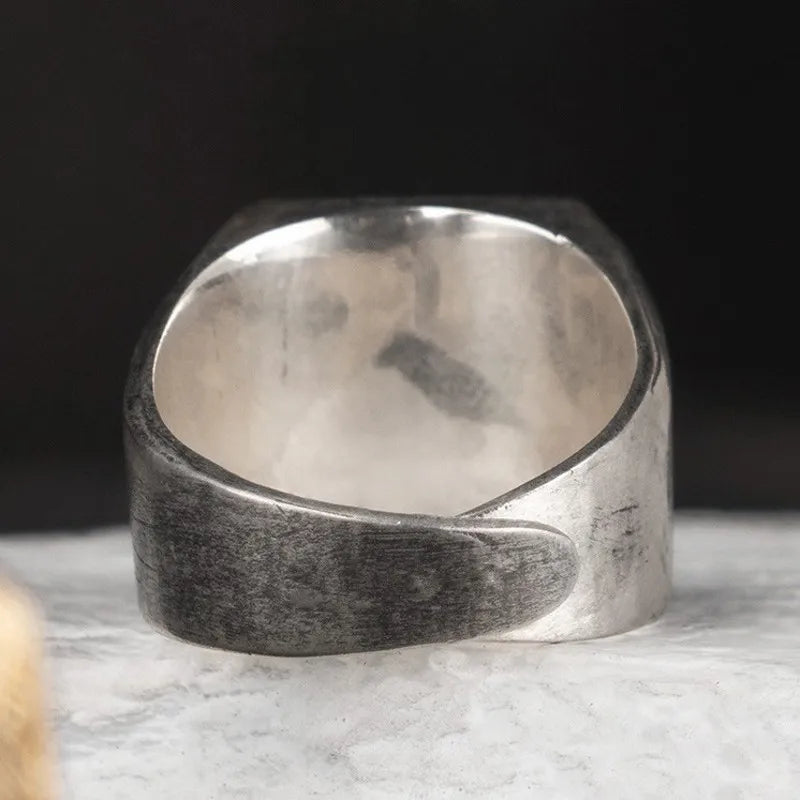 Valknut Adjustable Signet Ring in 925 Sterling Silver