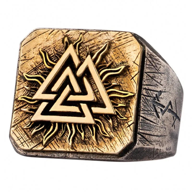 Valknut Adjustable Signet Ring in 925 Sterling Silver