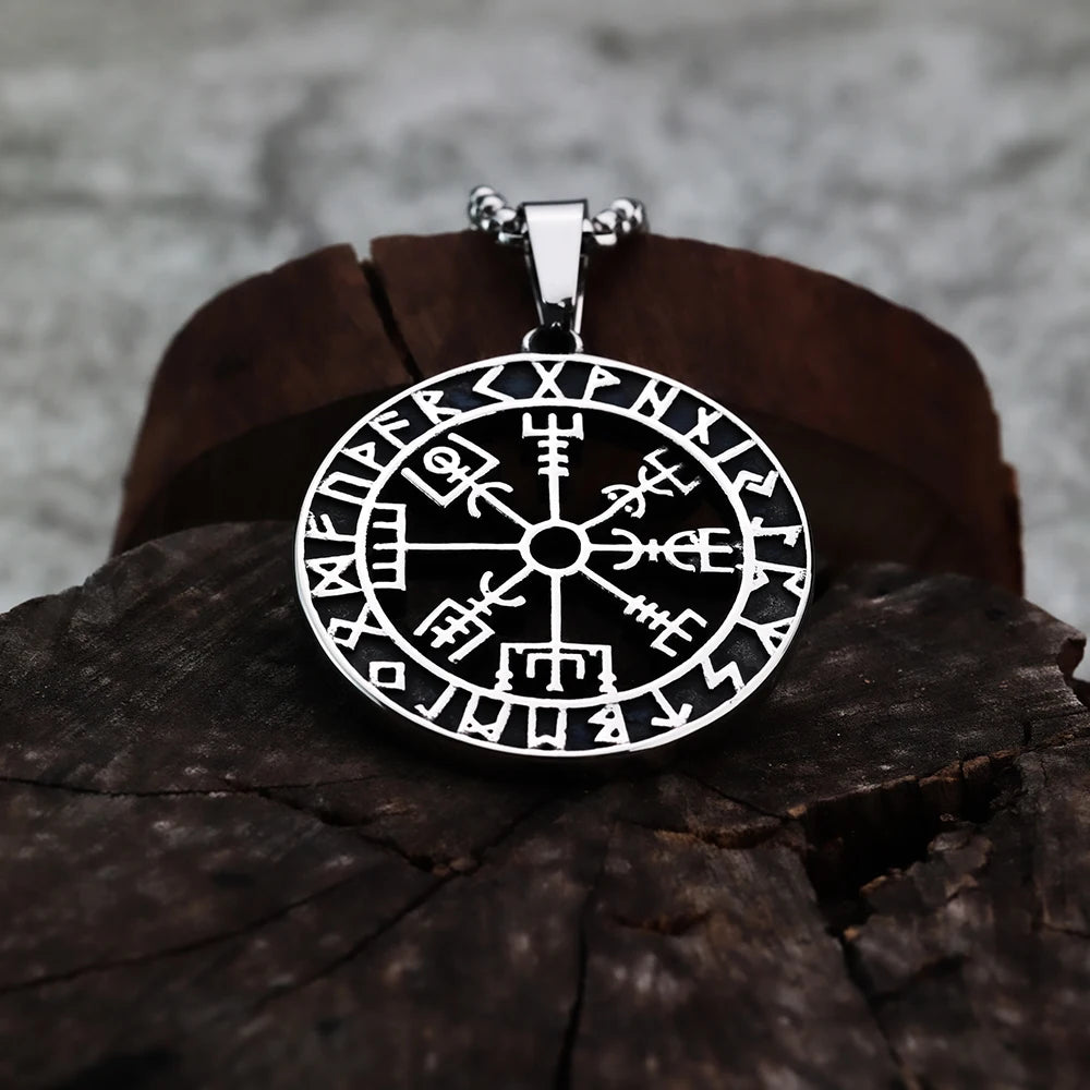 Vegvisir Rune Necklace - Viking Compass in 316L Stainless Steel