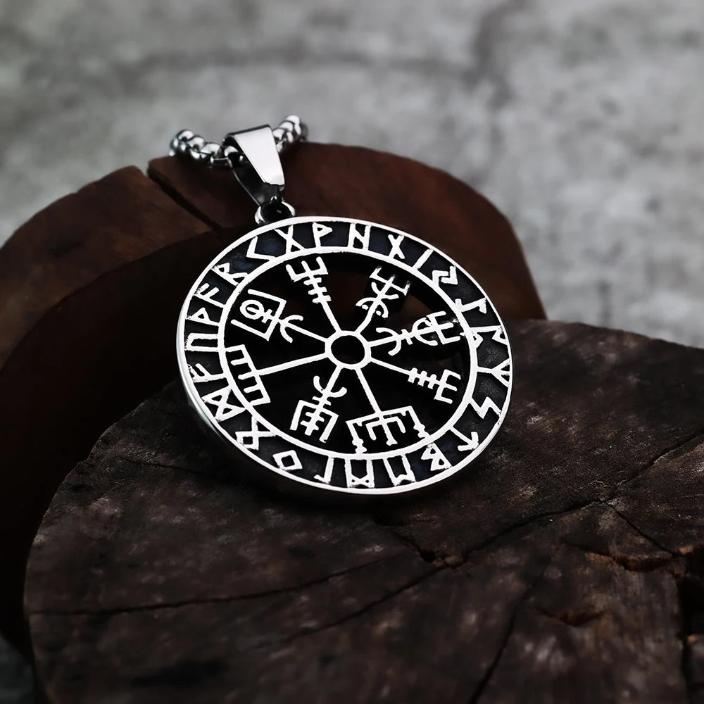 Vegvisir Rune Necklace - Viking Compass in 316L Stainless Steel