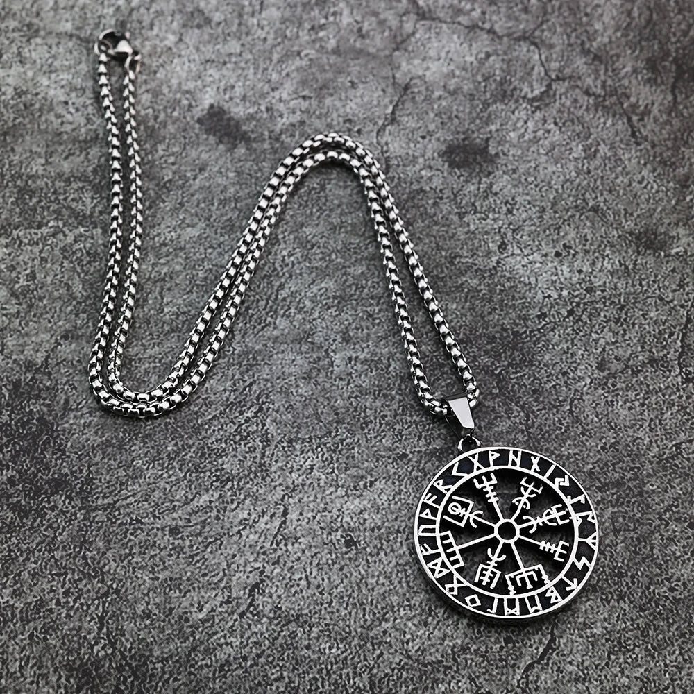 Vegvisir Rune Necklace - Viking Compass in 316L Stainless Steel