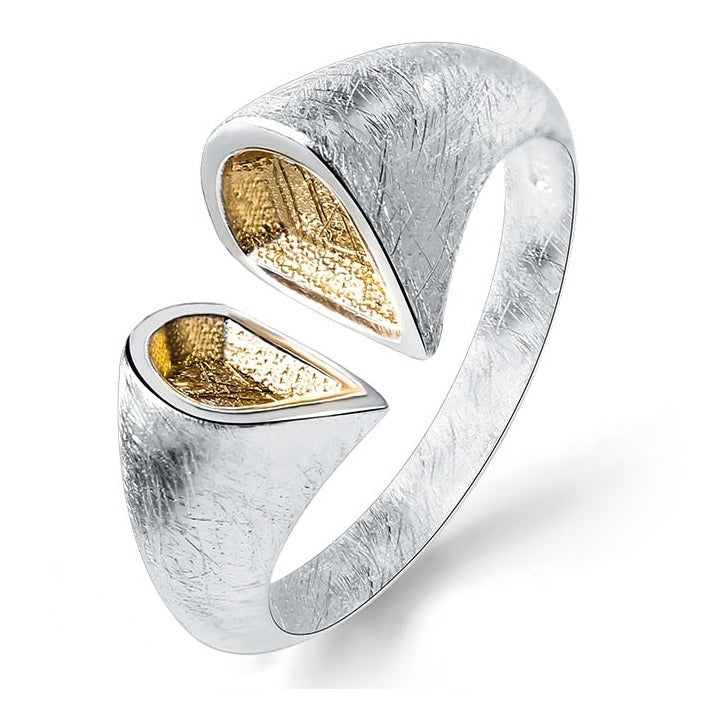 Traditional Norse Open Ring in Texturized 925 Sterling Silver Adjustable Ring