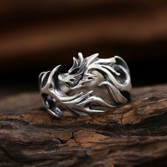 The Sea Serpent Jörmungandr 925 Sterling Silver Adjustable Ring