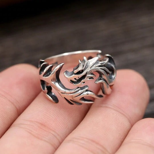 The Sea Serpent Jörmungandr 925 Sterling Silver Adjustable Ring