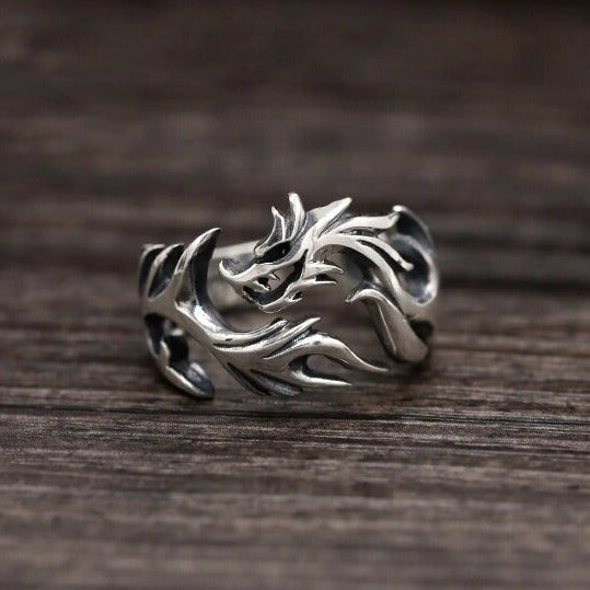 The Sea Serpent Jörmungandr 925 Sterling Silver Adjustable Ring