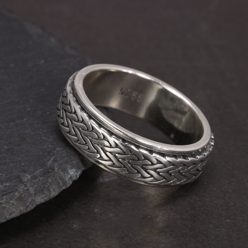 Wyrd of Frigg Rotatable 925 Silver Ring and Wedding Band