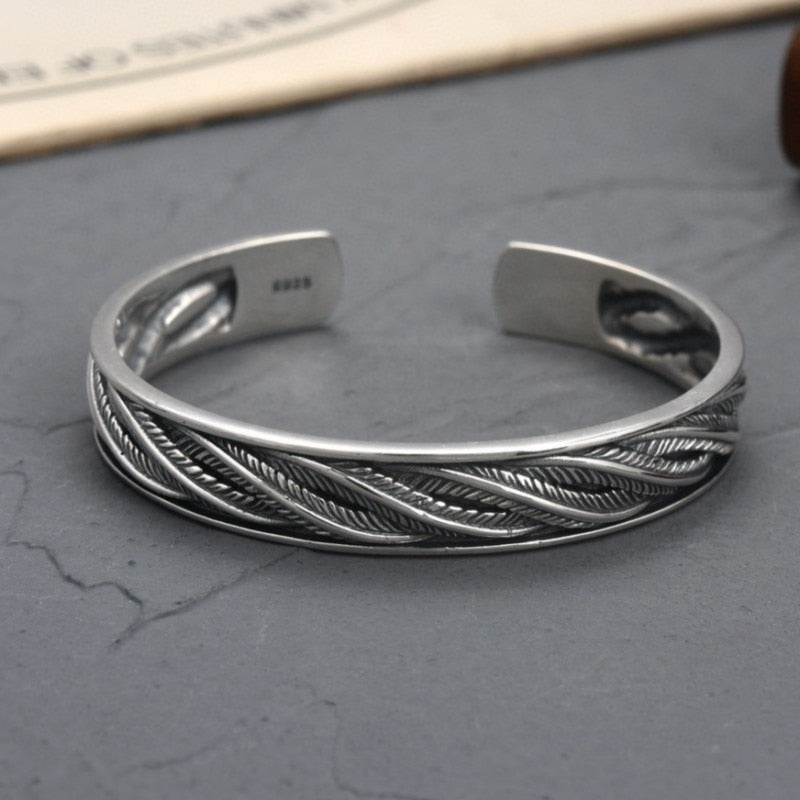 Hugin and Munin Feathers 925 Sterling Silver Bracelet