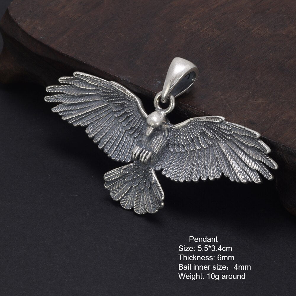 Flying Raven of Odin 925 Sterling Silver Necklace