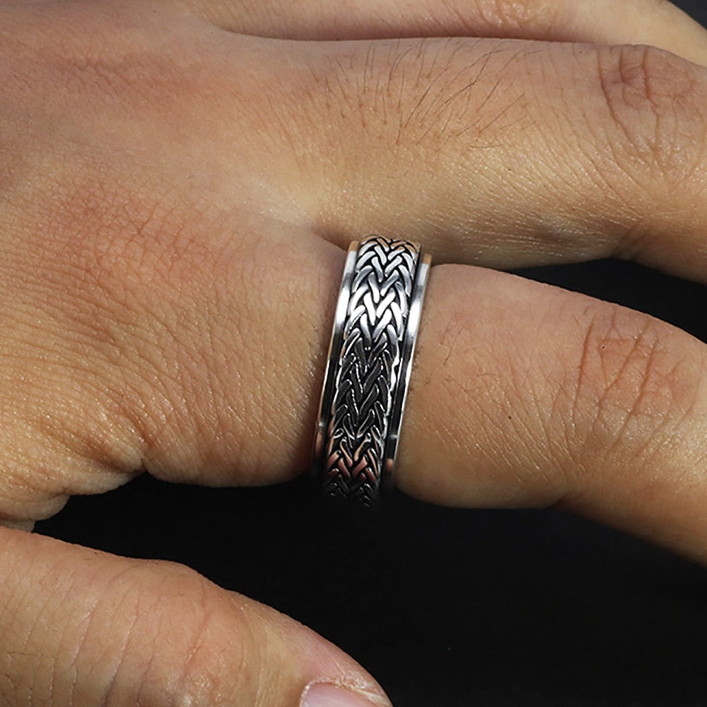 Wyrd of Frigg Rotatable 925 Silver Ring and Wedding Band