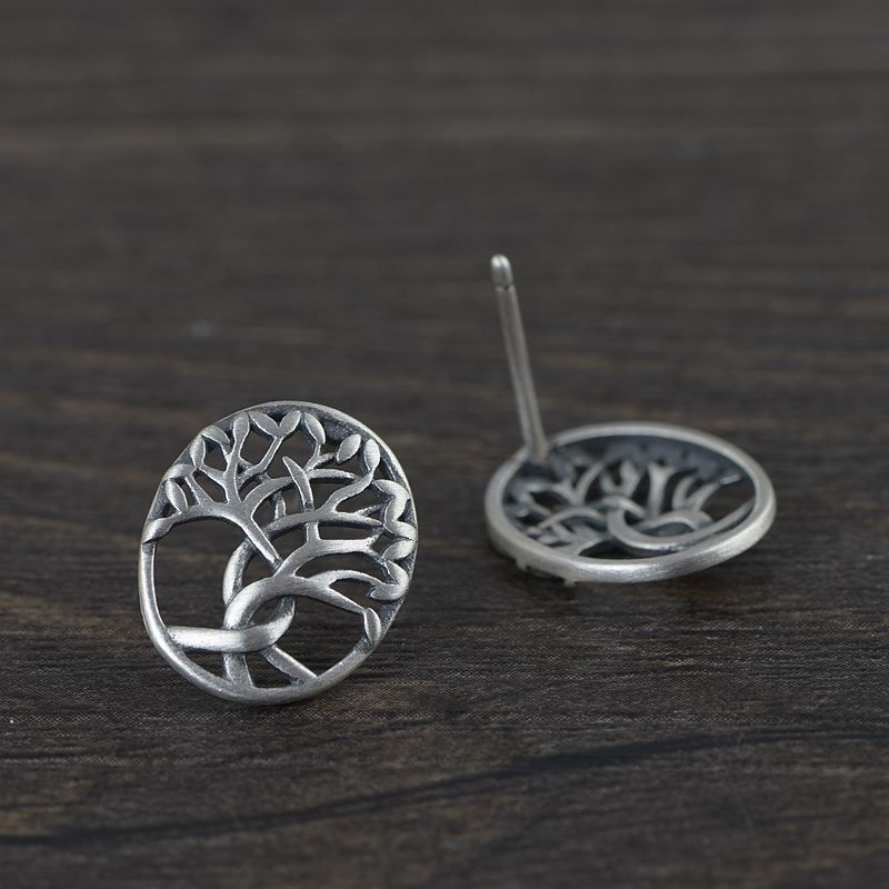 Yggdrasil The Tree of Life 925 Sterling Silver Adjustable Ring and Earrings