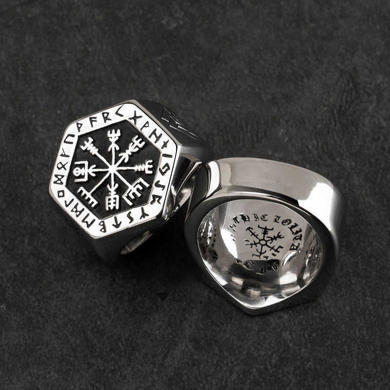 Vegvisir The Viking Compass Stainless Steel Rune Ring