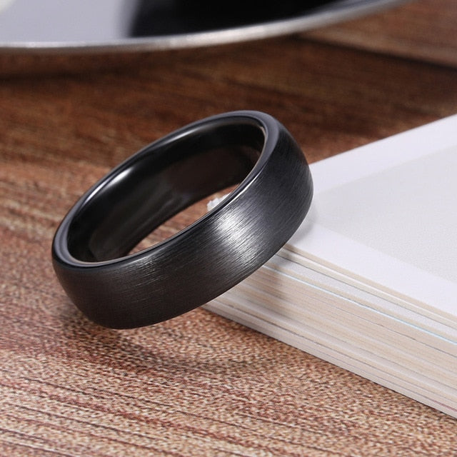 Ullr Oath Ring, Brushed Black Titanium Carbide Ceramic Wedding Band