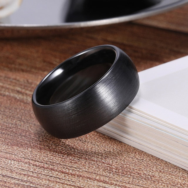 Ullr Oath Ring, Brushed Black Titanium Carbide Ceramic Wedding Band