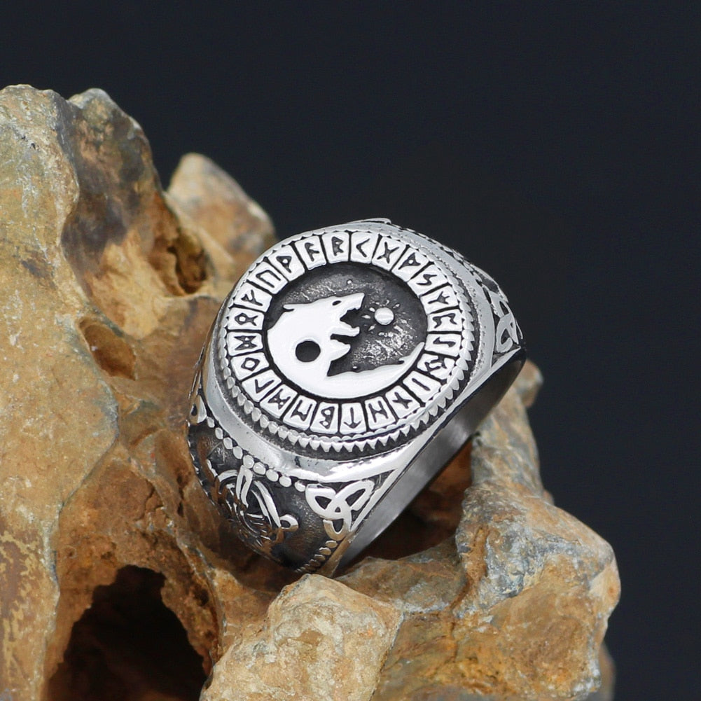 Skoll and Hati, Sons of Fenrir Stainless Steel Ring