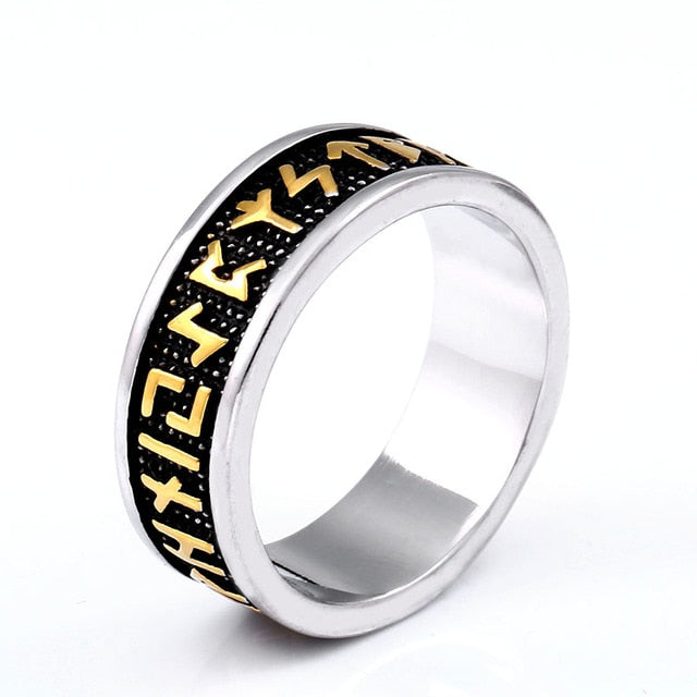 Mystery of the Runes Stainless Steel Rune Ring