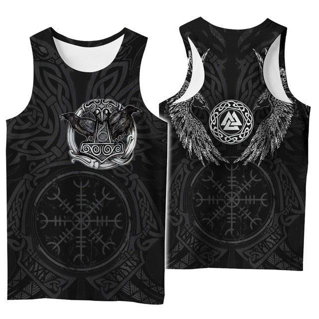 Hugin, Munin and Mjolnir 3D Printed Unisex Tank Top
