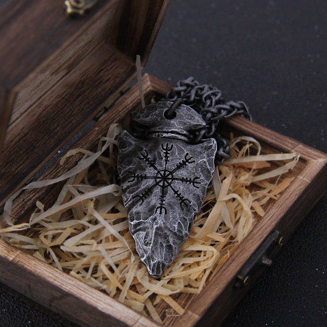 Odin's Spear Gungnir with Vegvisir The Viking Compass Stainless Steel Necklace