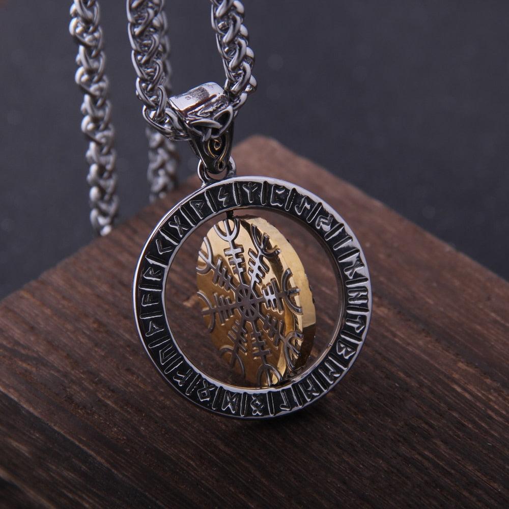 Aegishjalmur the Helm of Awe Stainless Steel Rotating Necklace - TheWarriorLodge