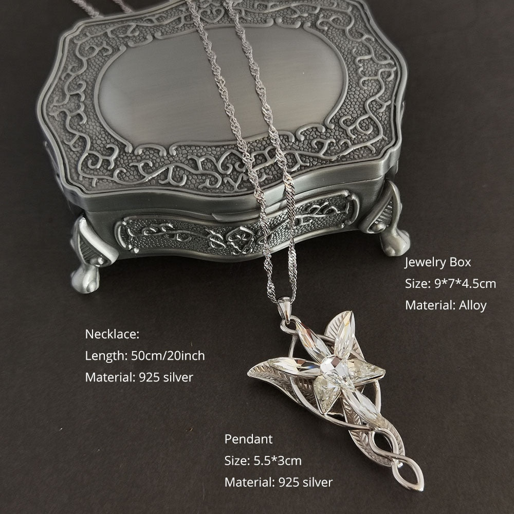 Evenstar of Alfheim 925 Sterling Silver Necklace with Zircon Stones