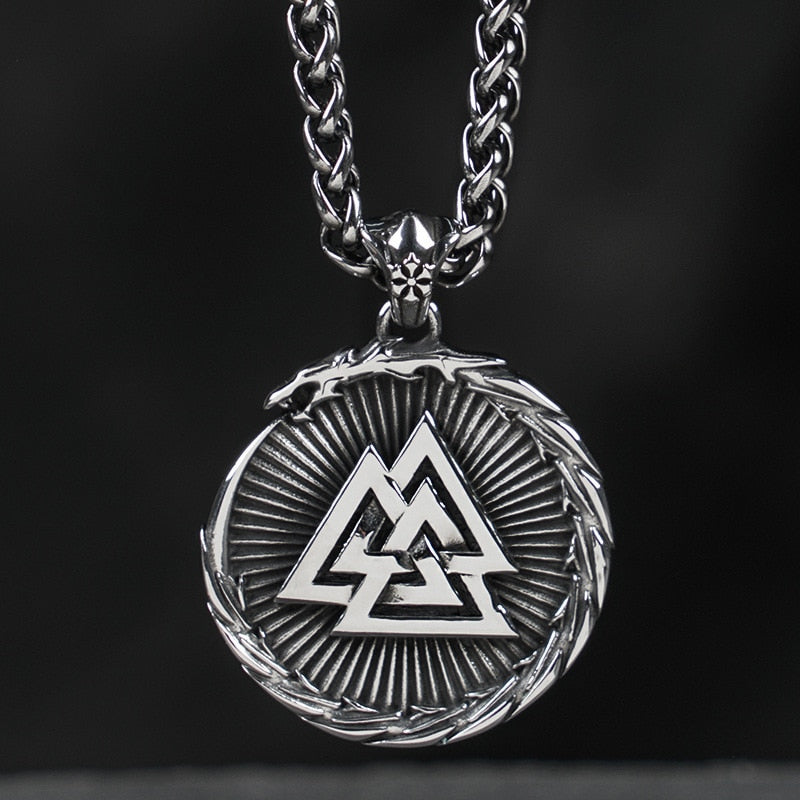 The Valknut and the Vegvisir 316L Stainless Steel Necklace