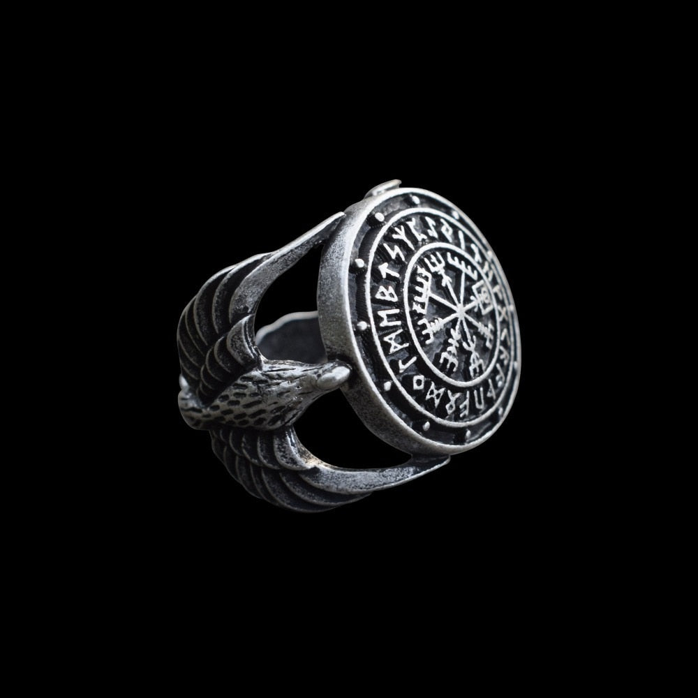 Huginn and Muninn bring Vegvisir - Odin Ravens Ring