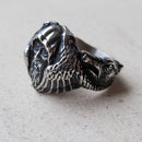 Odin with his Ravens Hugin and Munin and his Wolves Geri and Freki Stainless Steel Ring