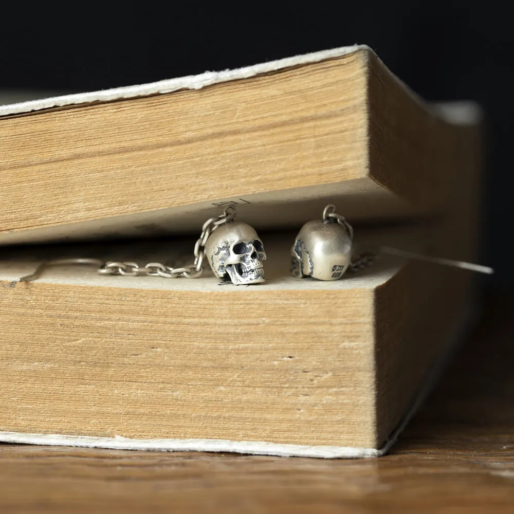 925 Sterling Silver Hel Skull Earrings